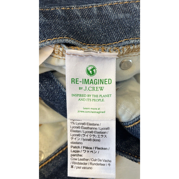 J Crew Women Billie Demi Boot Crop Jeans Size 29 Dark Wash Raw Hem Boho Western - Picture 8 of 10